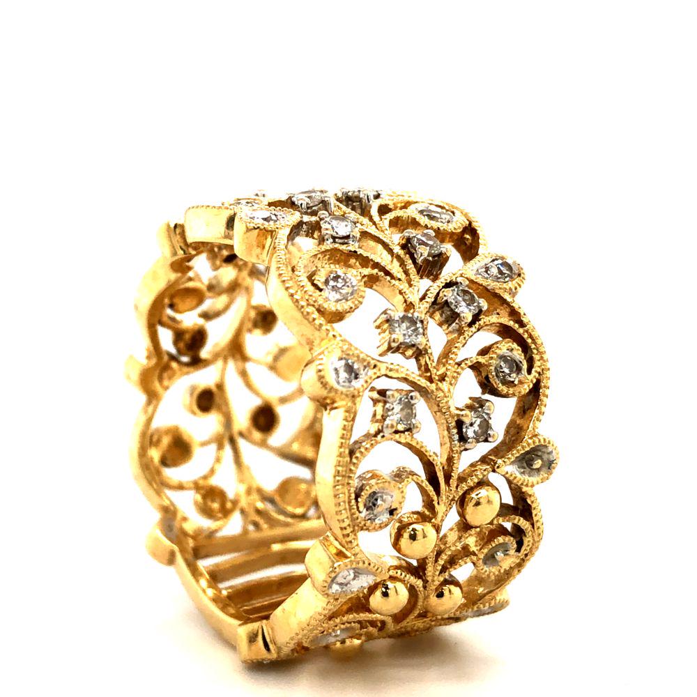 Diamond Wide Filigree Band 14K (1 of 4)