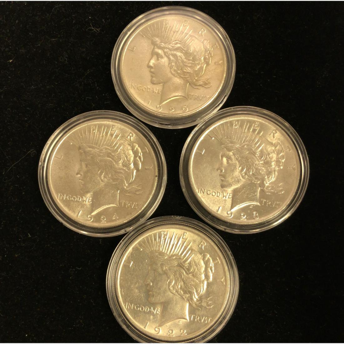 Four (4CT) Coins 1922-1925 Peace Silver Dollars Choice BU (1 of 2)