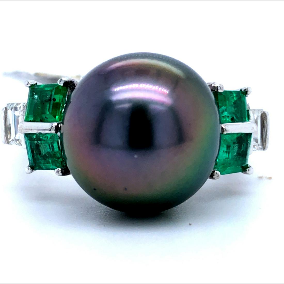 Tahitian Pearl, Emerald, & Diamond Ring 14K (1 of 4)