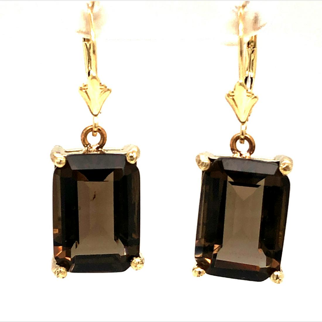 Michael Anthony Smoky Quartz Dangling Earrings 14K (1 of 3)