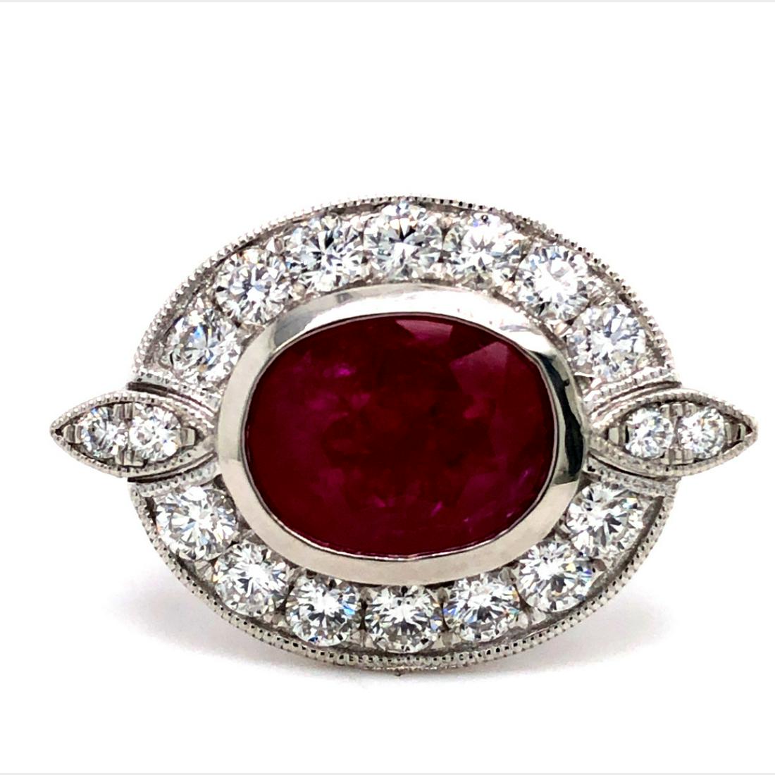 GIA Ruby and VS Clarity Diamond Ring Platinum (1 of 4)
