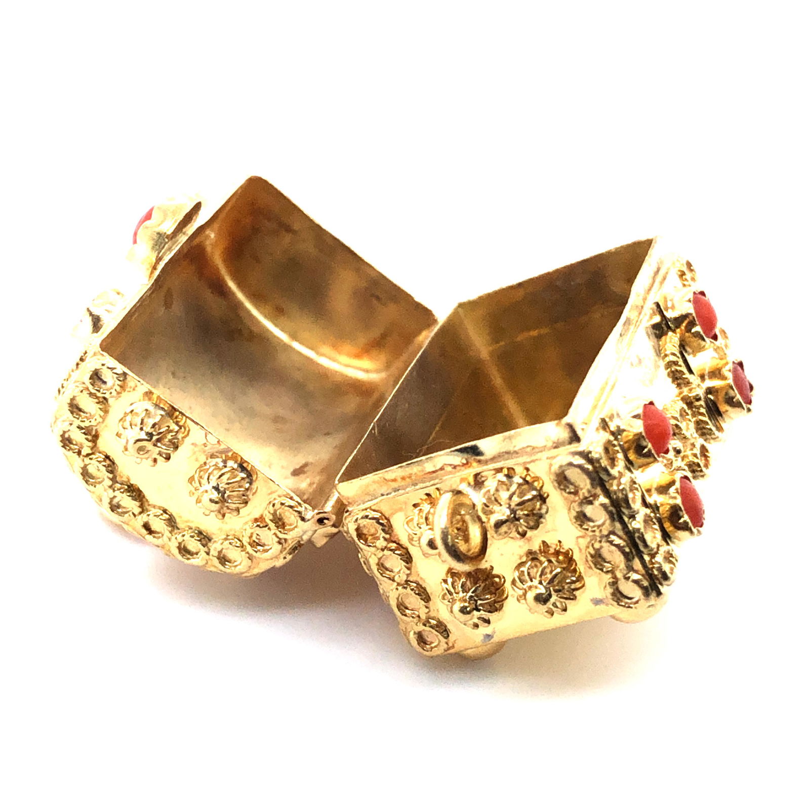 RARE Treasure Chest Pendant with Red Coral 14K (1 of 7)