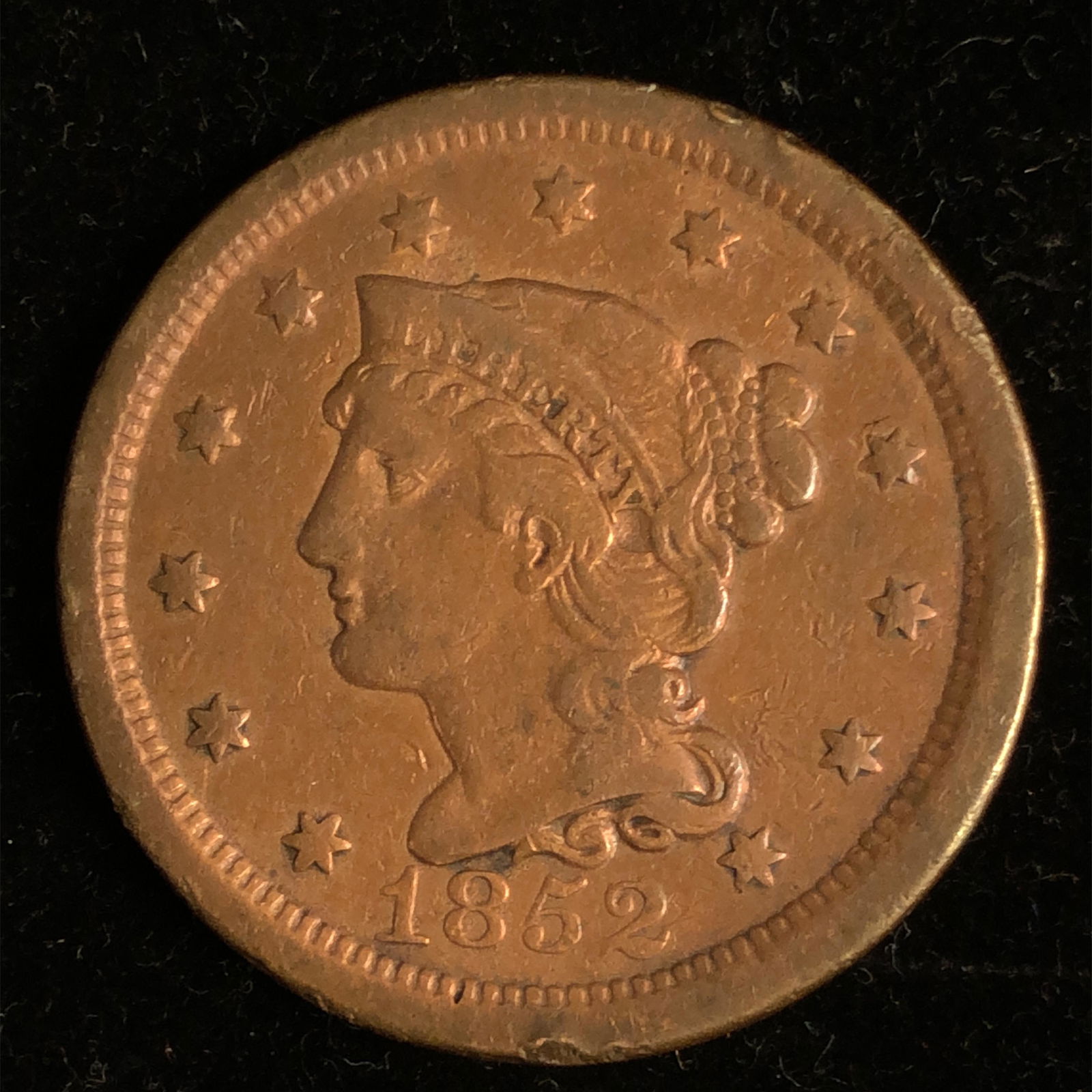 1852 Braided Hair Large Cent XF (1 of 2)
