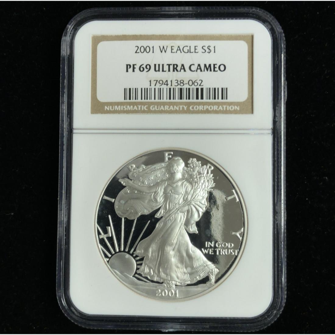2001 W Proof Silver American Eagle NGC PF69 Ultra Cameo (1 of 2)