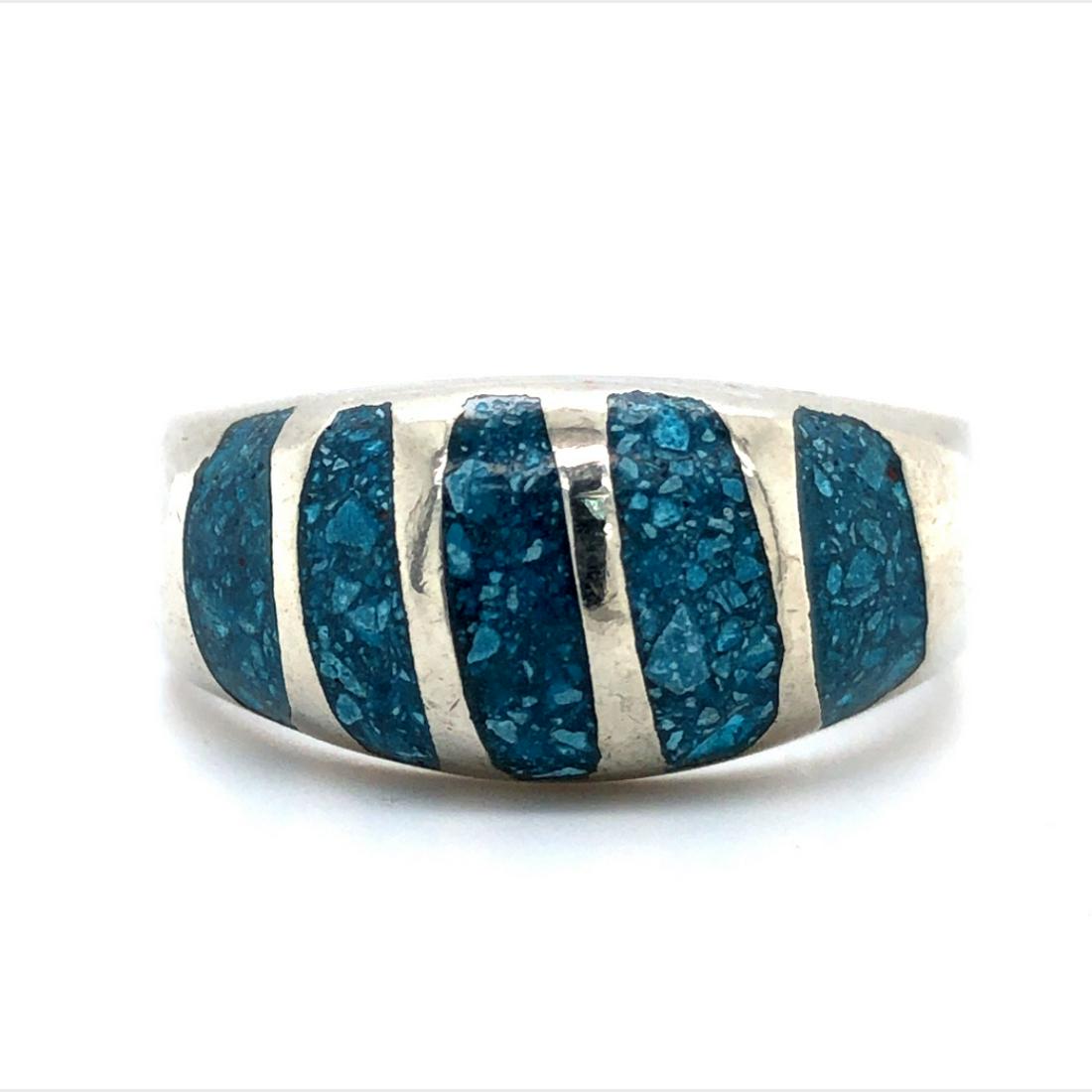 Vintage Navajo Inlay Spider Web Turquoise Ring (1 of 3)