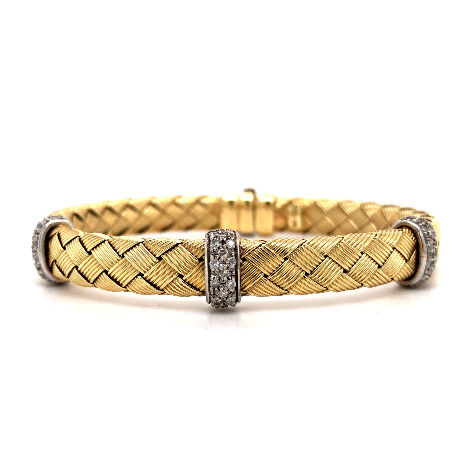 Diamond and Gold Flexible Bangle Bracelet (1 of 6)