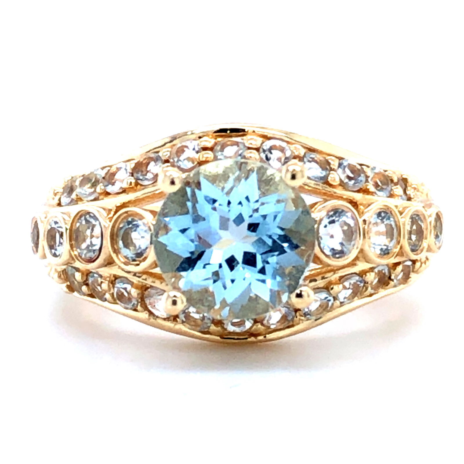 Blue Topaz and Cubic Zirconia Ring 14K (1 of 5)