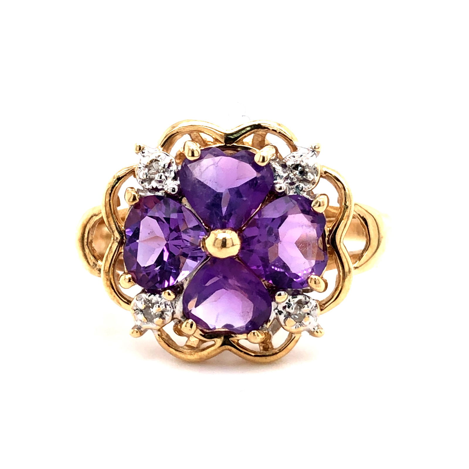 Amethyst and Diamond Clover Ring (1 of 5)