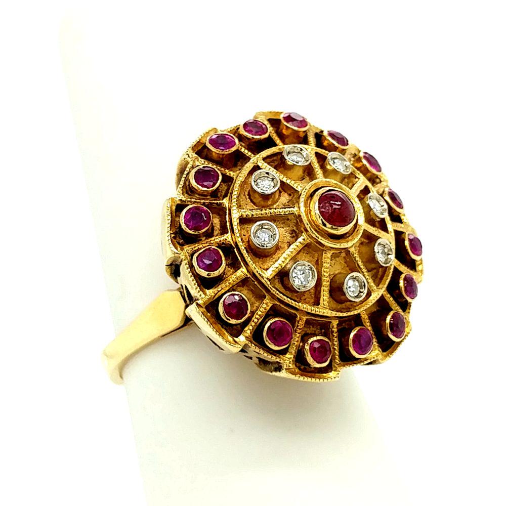 Gold Etruscan-style Ruby & Diamond Ring (1 of 5)