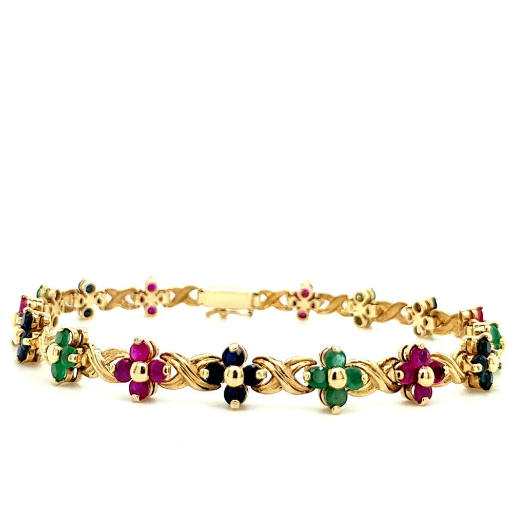 Ruby, Sapphire, & Emerald Bracelet in Yellow Gold (1 of 7)