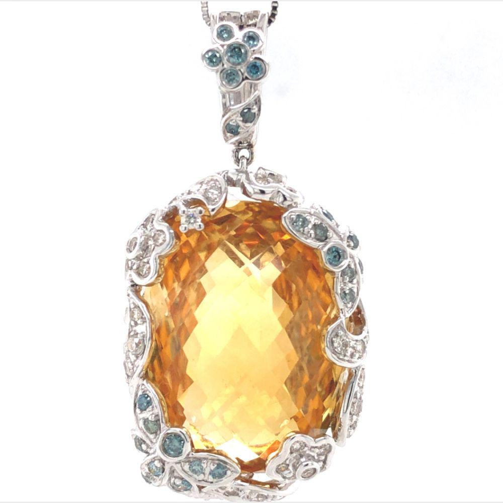 Citrine & Blue Diamond Dragonfly Pendant (1 of 7)
