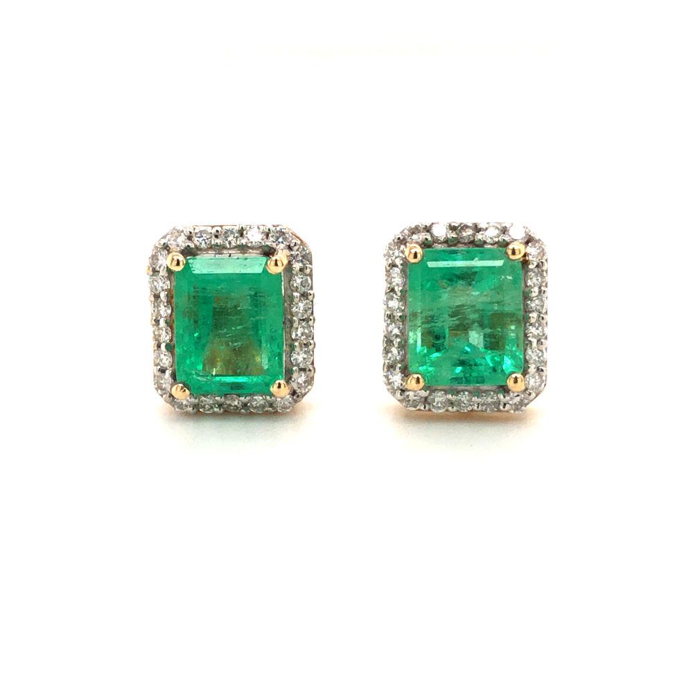 Emerald and Diamond Halo Earrings (1 of 4)