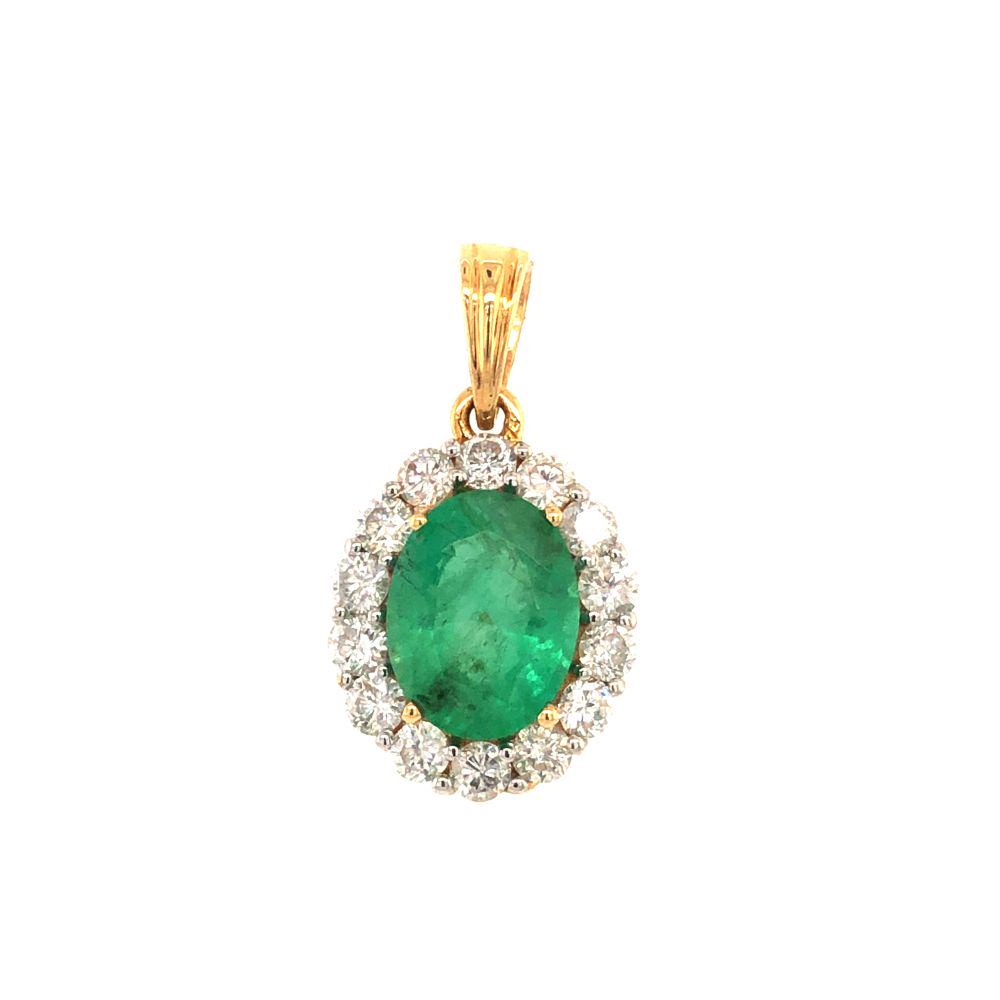 Emerald and Diamond Halo Pendant (1 of 5)
