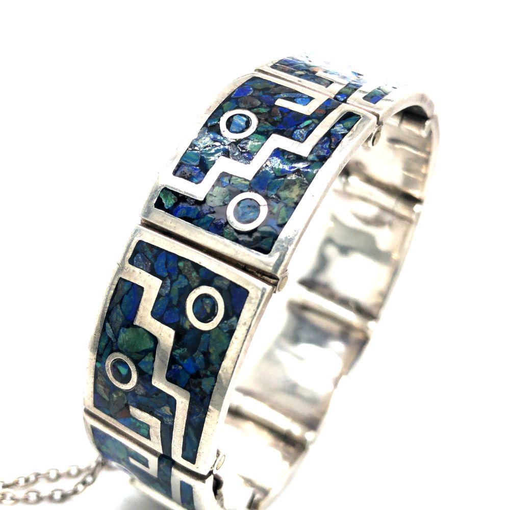 Mexico 925 Vintage Hinged Bracelet 6 1/2" (1 of 6)