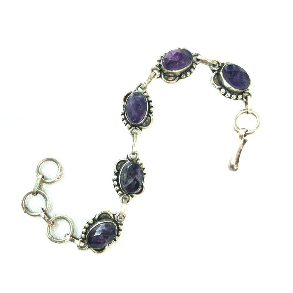 Handmade Faceted Amethyst Link Bracelet (1 of 7)