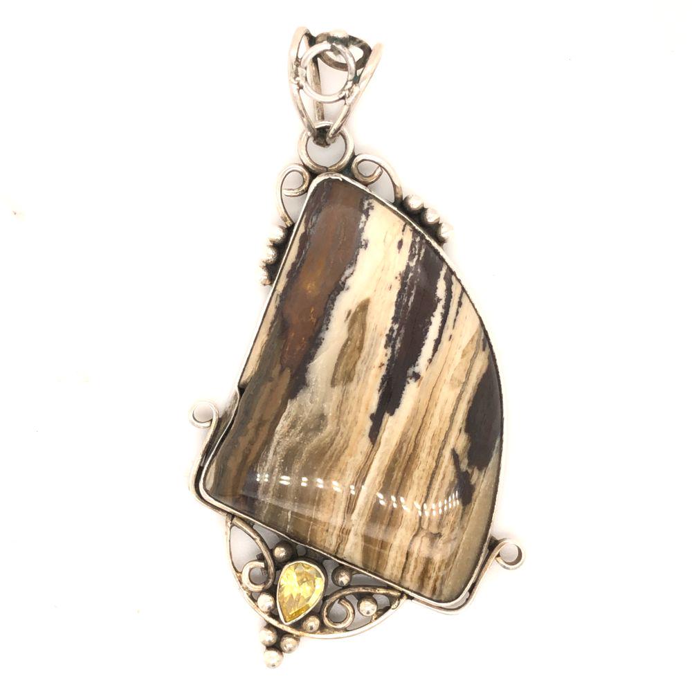 Handmade 925 Jasper & Yellow Sapphire Pendant (1 of 4)
