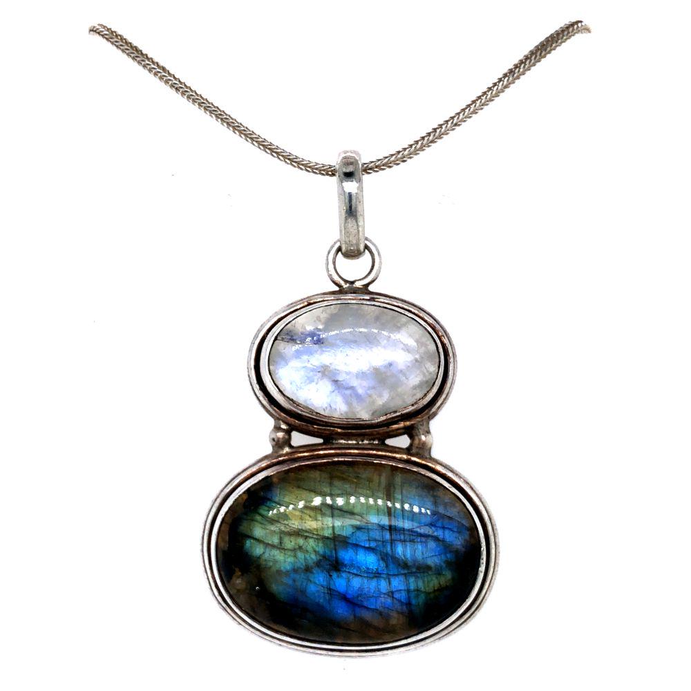 Sterling Silver Labradorite & Pink Quartz Pendant (1 of 8)