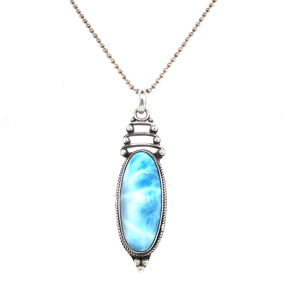 Beautiful AAA Larimar Large Pendant SS (1 of 5)
