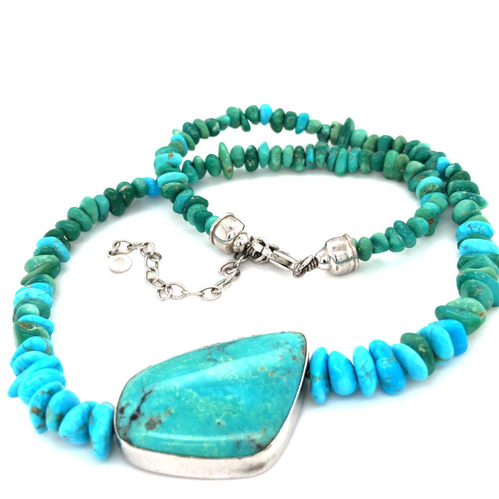 Navajo Rare AAA #8 Turquoise Necklace & Pendant (1 of 5)