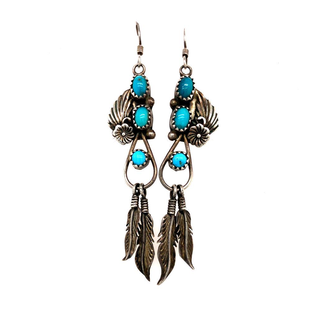 Vintage Sleeping Beauty Turquoise Feather Earings (1 of 3)