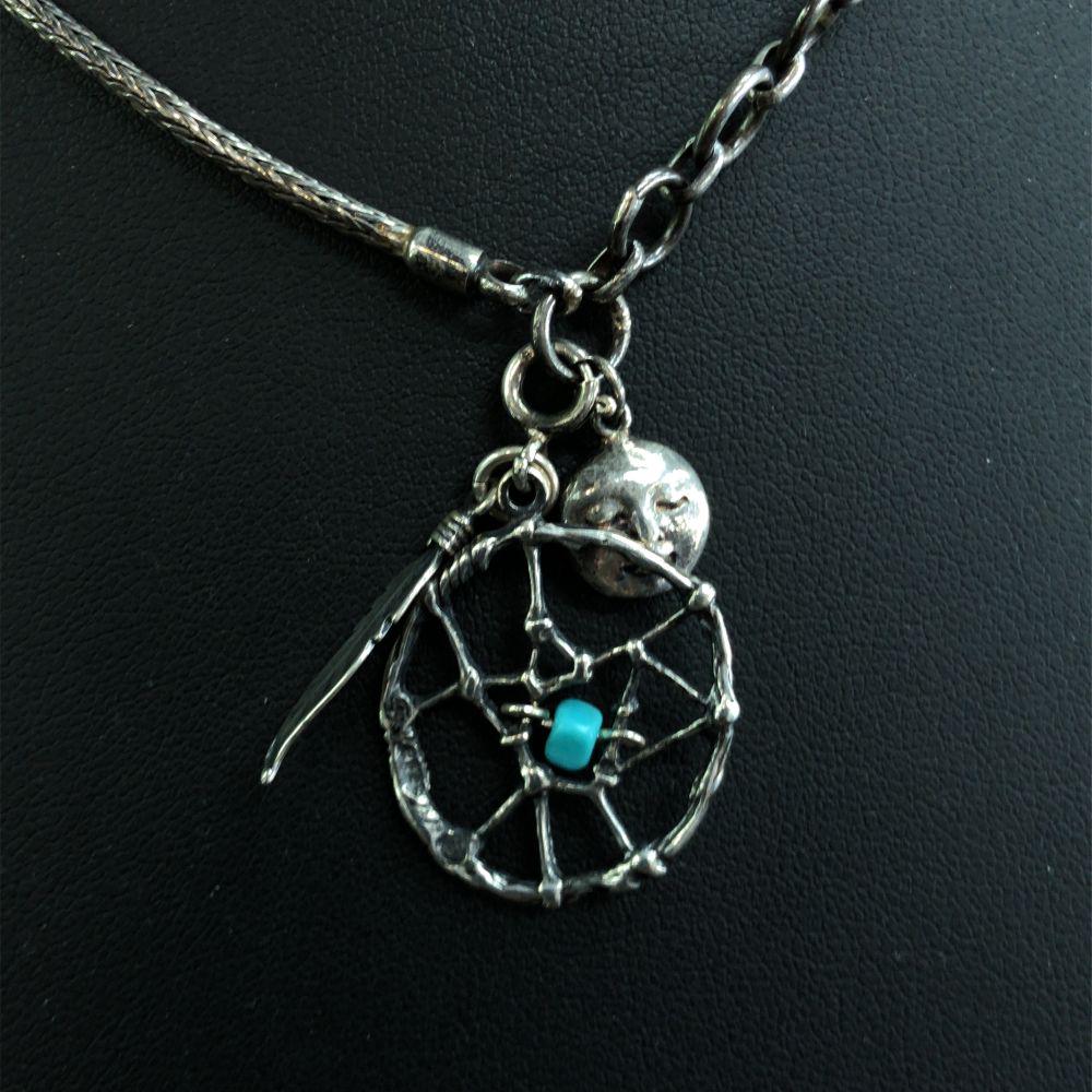 Navajo Vintage Dream Catcher Turquoise Necklace (1 of 4)