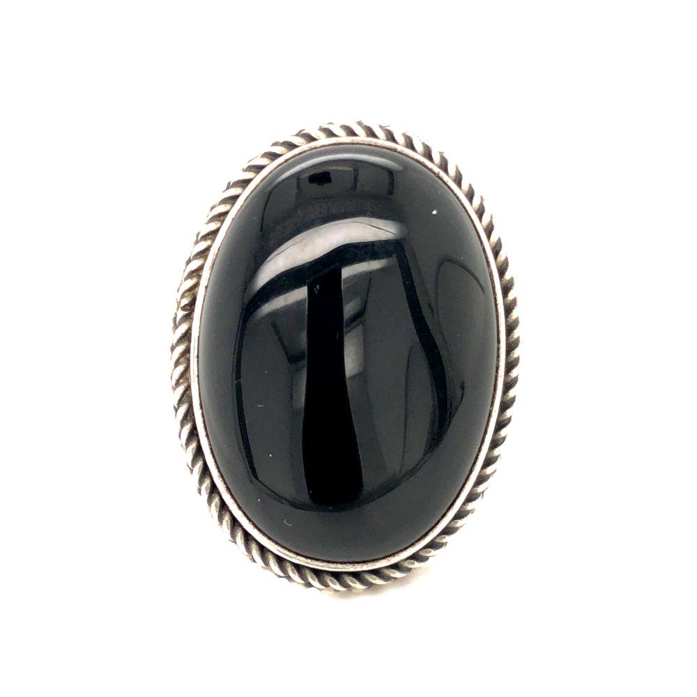 Beautiful Handmade Large Black Onyx Navajo Ring (1 of 3)