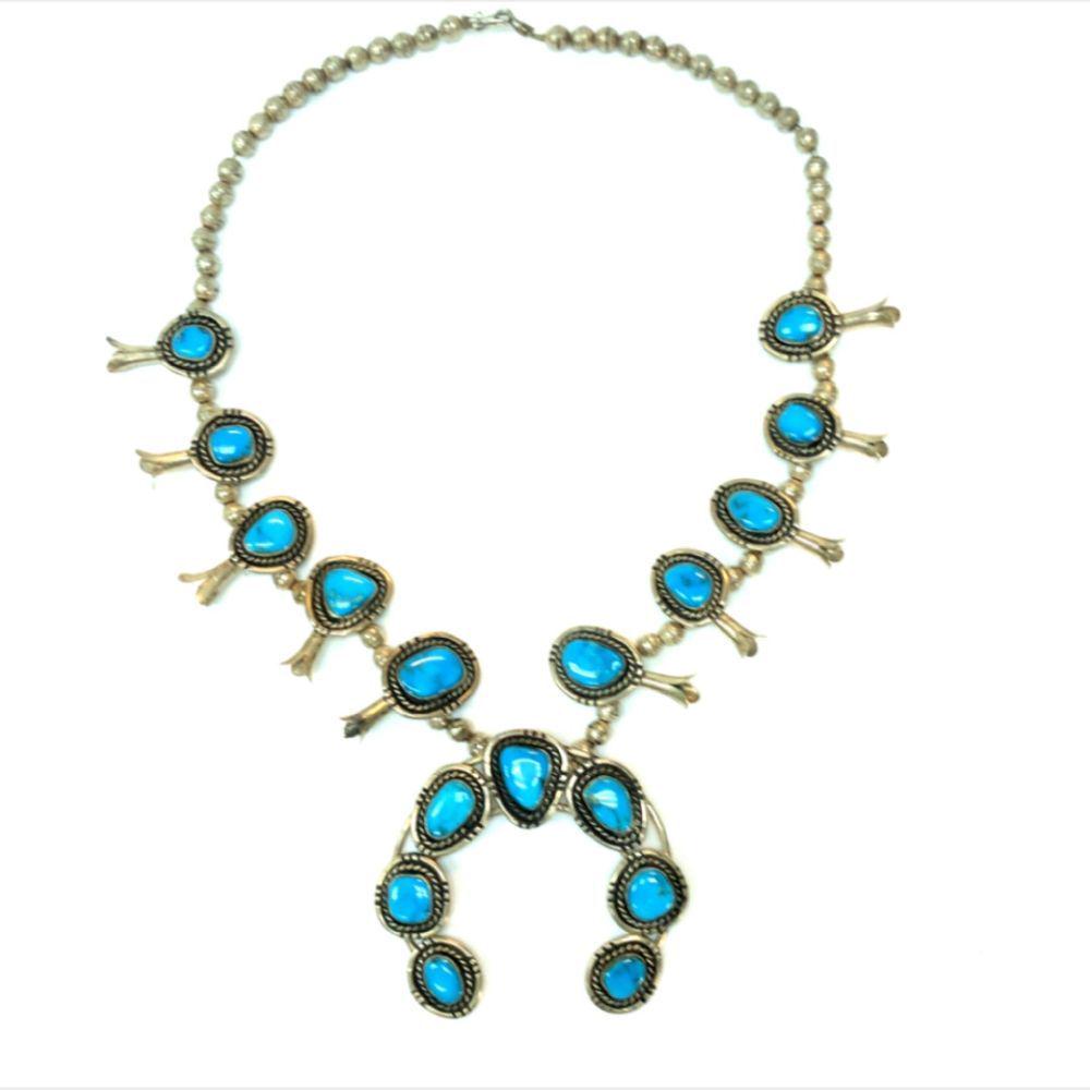 Navajo Vintage 1930's Turquoise Squash Blossom (1 of 9)