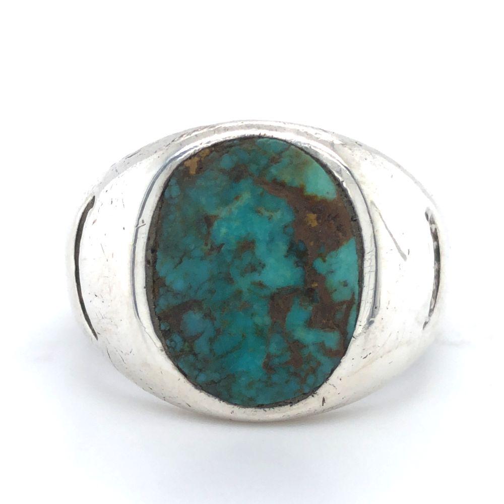 Circa 1960 Navajo Royston Turquoise Man's Ring (1 of 3)
