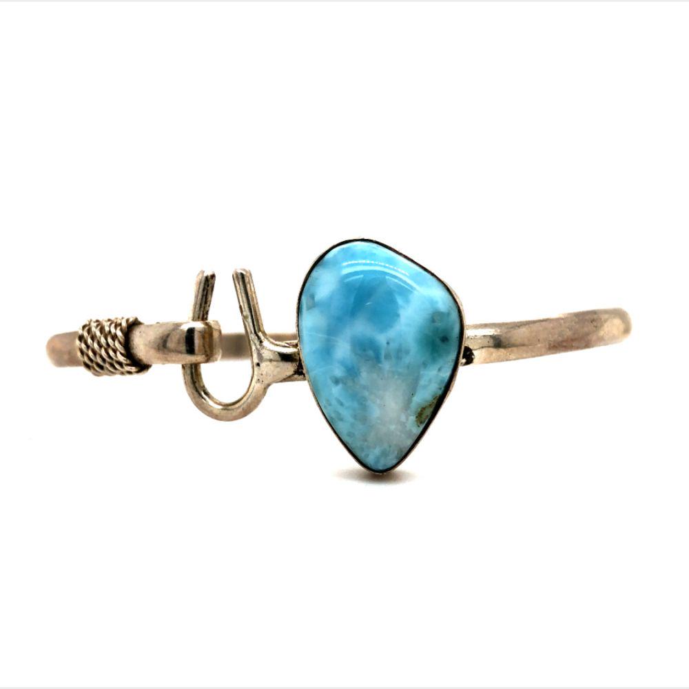 AAA Larimar 925 Silver Clip Bangle Bracelet (1 of 4)