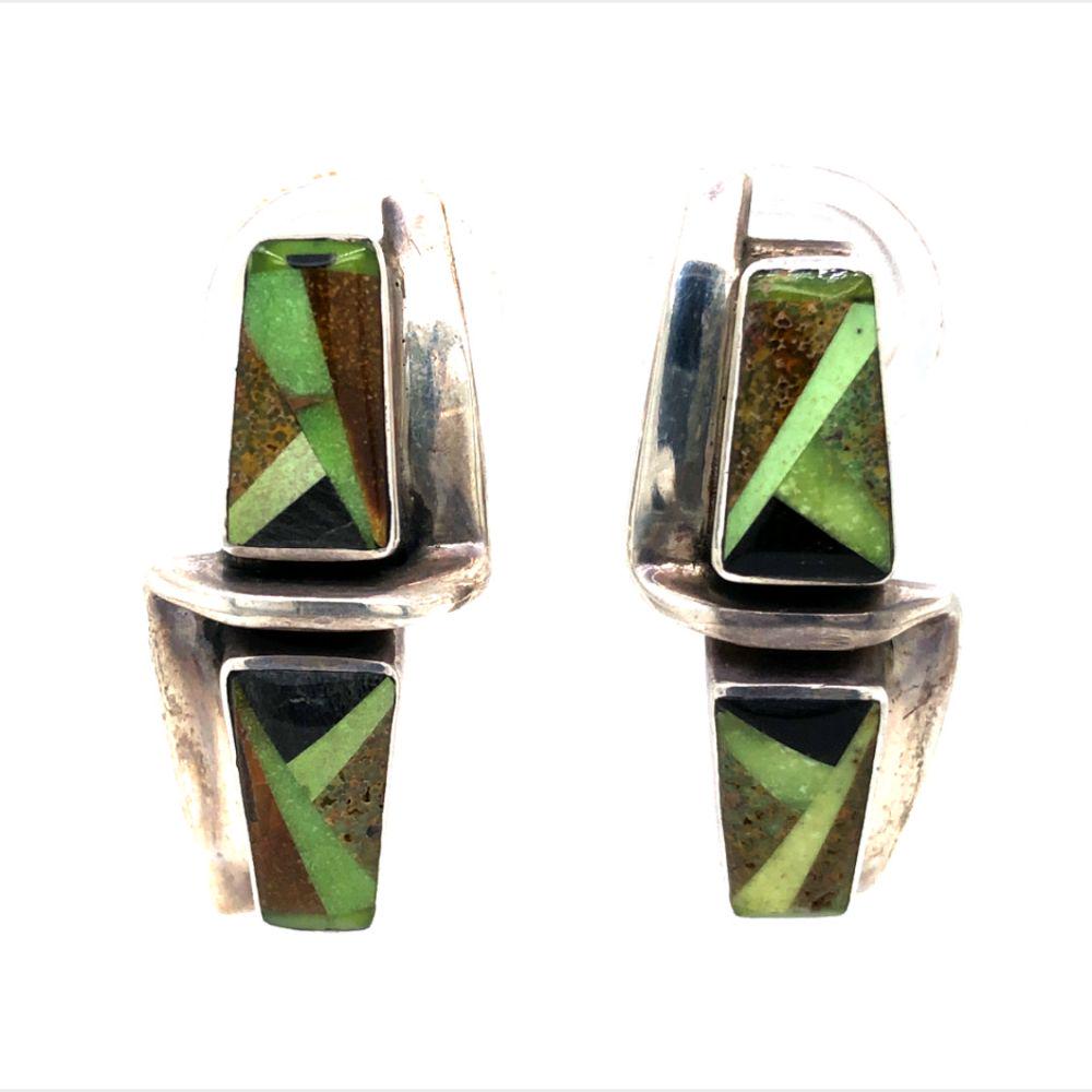 Rare Gaspeite and Carico Lake Turquoise Earrings (1 of 4)