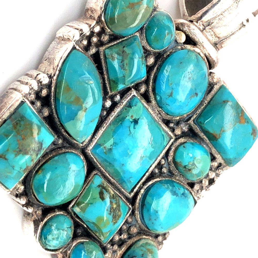 Mexico 925 Silver Royston Turquoise Pendant (1 of 3)