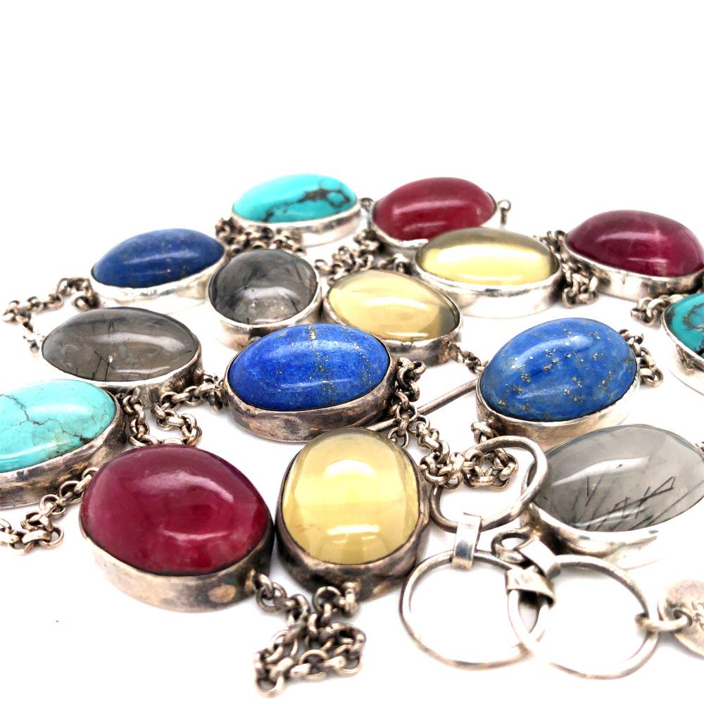 Vintage 925 Turquoise Lapis Red Jasper Necklace (1 of 11)