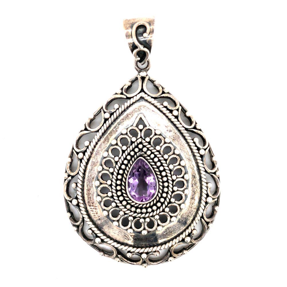 Vintage Amethyst Large Sterling Silver Pendant (1 of 4)