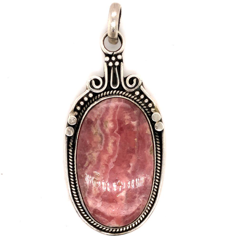 Handmade Navajo Sterling Silver Pink Jasper Pendant: Handmade Navajo Sterling Silver large Pink Jasper Pendant L 2 " x W 1" bale 1/4 "
