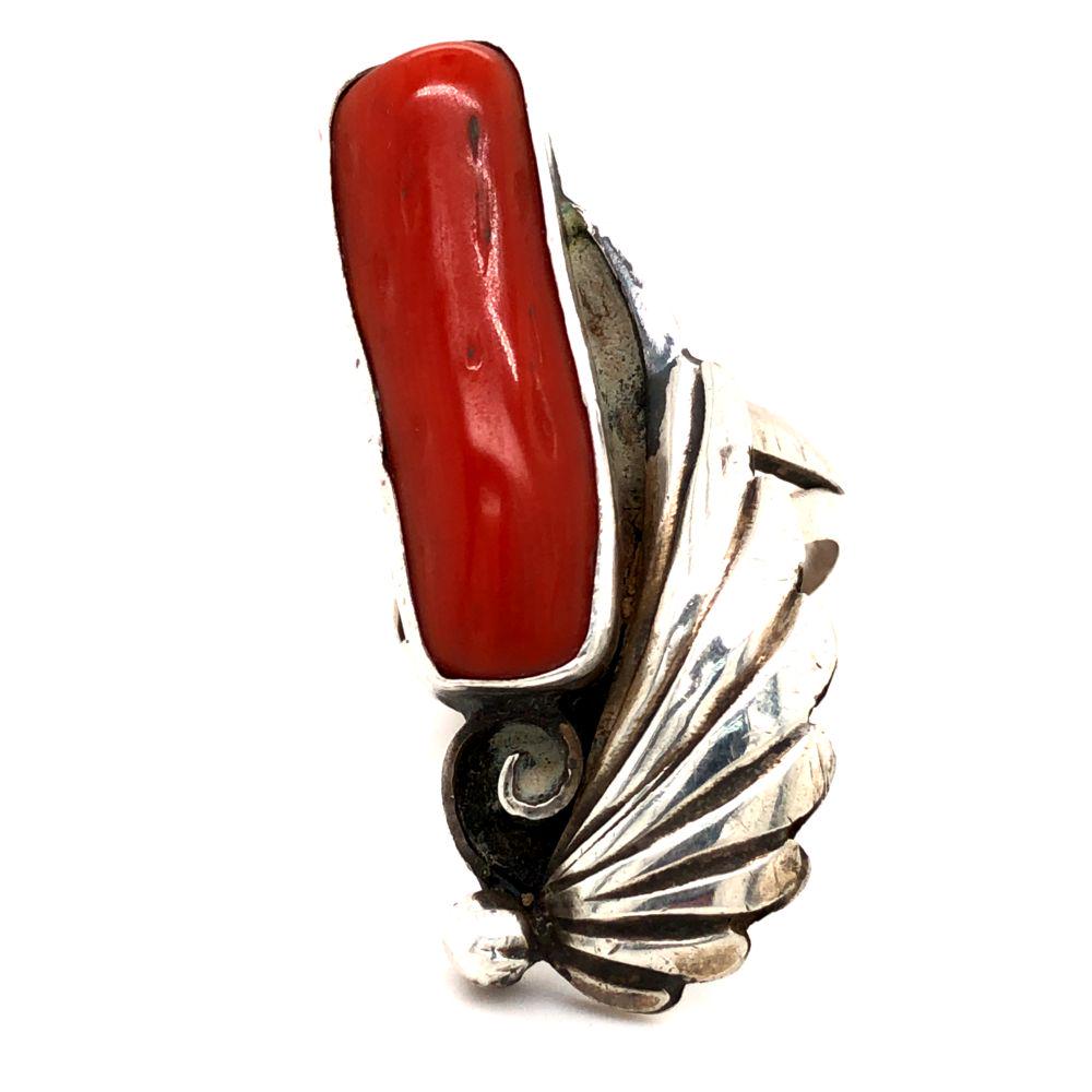 Vintage Mediterranean Coral Navajo Ring (1 of 4)
