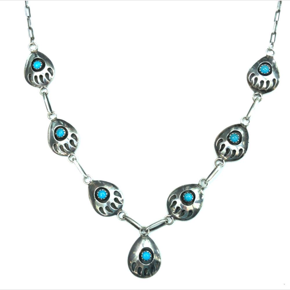 Richard Begay Turquoise Bear Claw Necklace