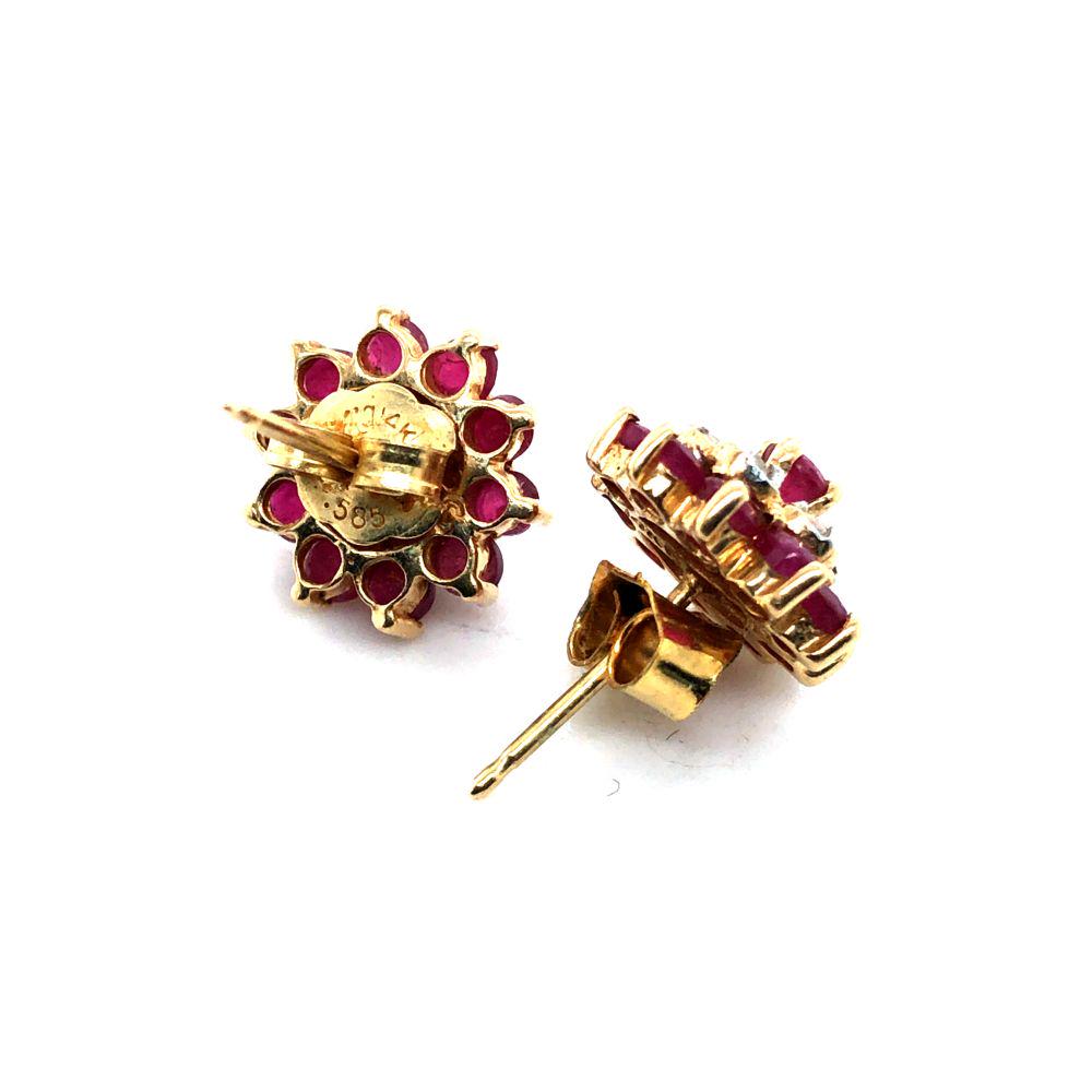 Ruby and Diamond Cluster Earrings (1 of 3)