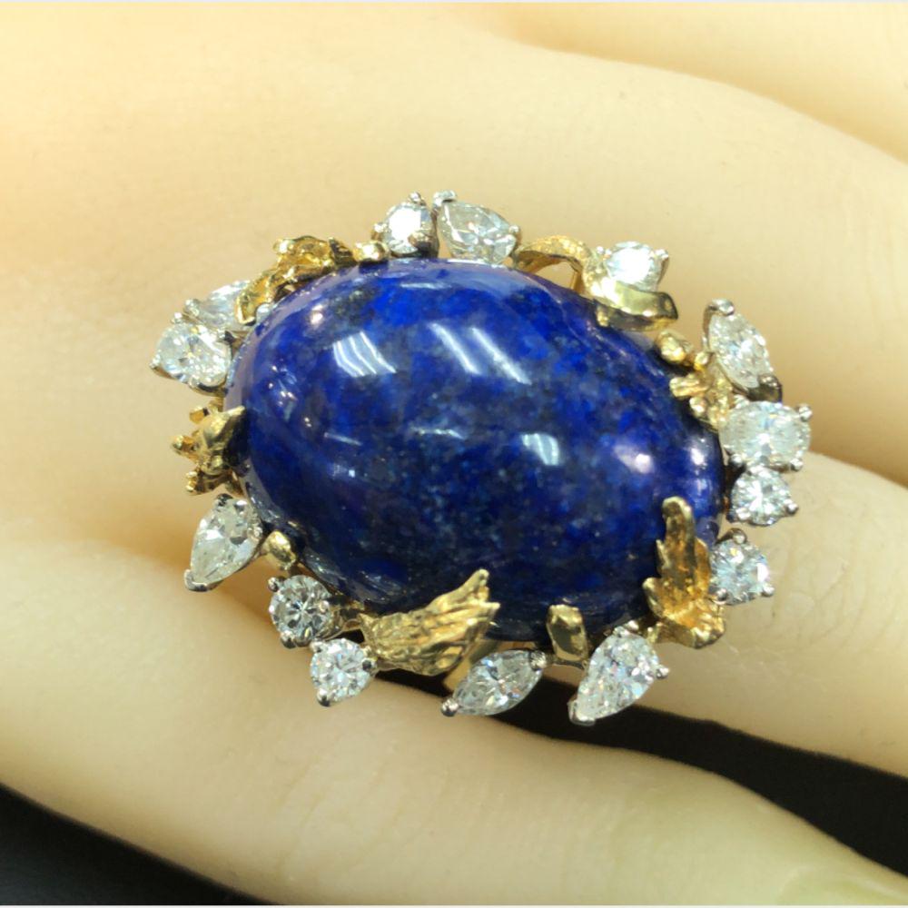 Giant Lapis and Diamond Ring (1 of 2)