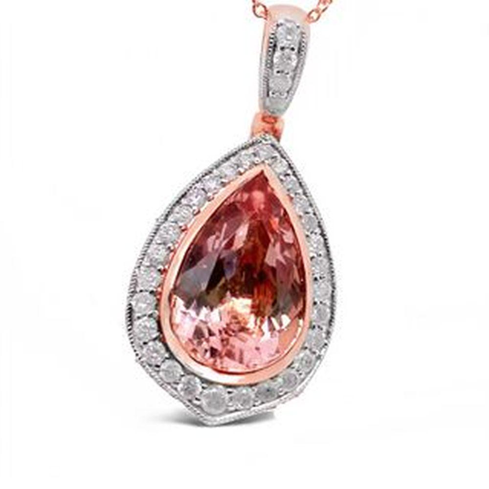 Morganite "Peach Emerald" and Diamond Pendant (1 of 3)