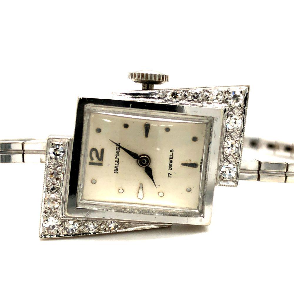 14K Ladies' Hallmark Diamond Art-Deco Watch (1 of 9)