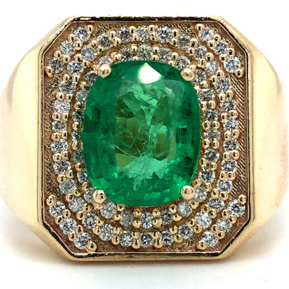 Enchanting Emerald and Diamond Man's Ring (1 of 7)