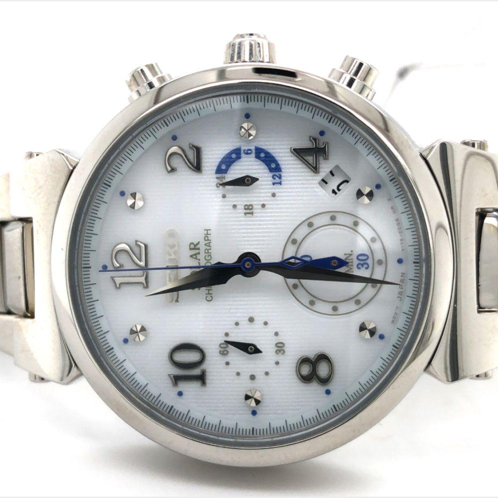 Seiko Solar Ladies Watch SSC863: This is a genuine ladies' Seiko Solar watch, new in the box with tag and all paperwork. This solar watch never needs a battery change! It has an all stainless steel case and band. Th