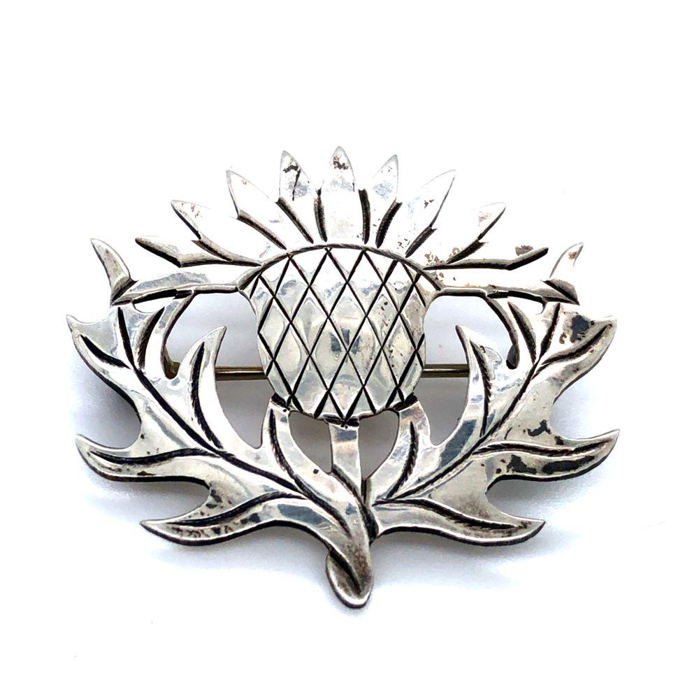 Vintage Sterling Silver Scottish Thistle Brooch (1 of 3)