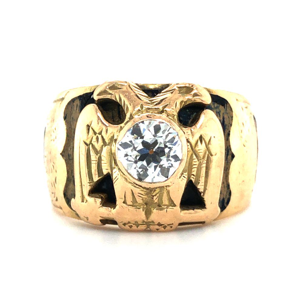 Ostby & Barton Old Mine Cut Diamond Masonic Ring (1 of 10)