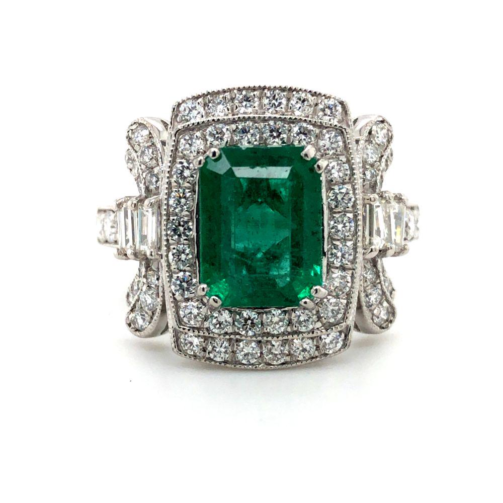 Crafted in Platinum Emerald & Diamond Ring (1 of 14)