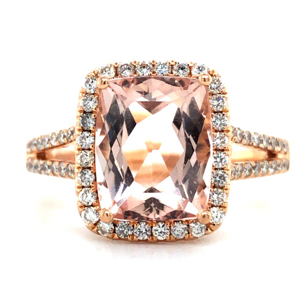 Morganite & Diamond Ring Rose Gold - Signed EFFY (1 of 8)
