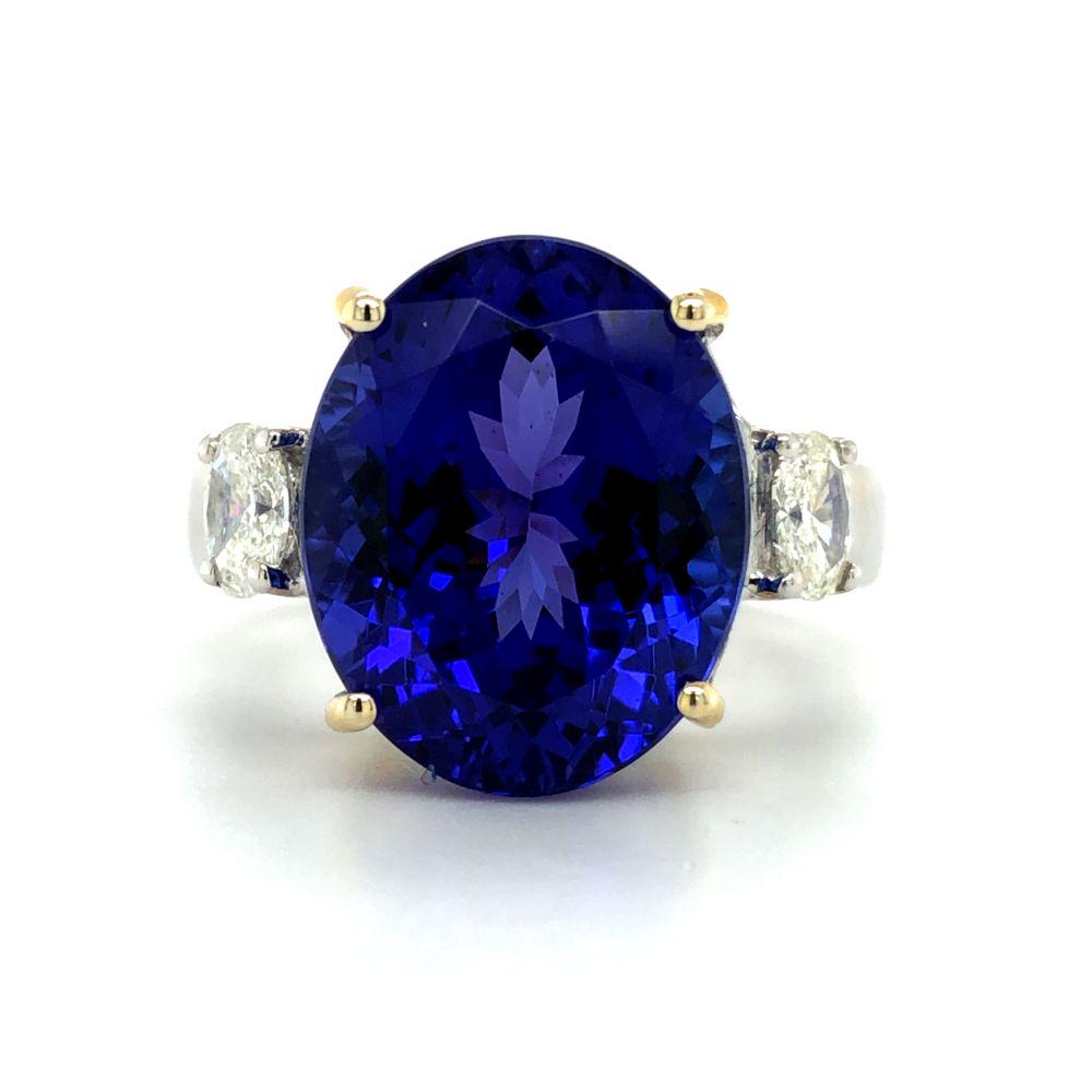 Intensely Vibrant Tanzanite and Diamond Ring (1 of 8)