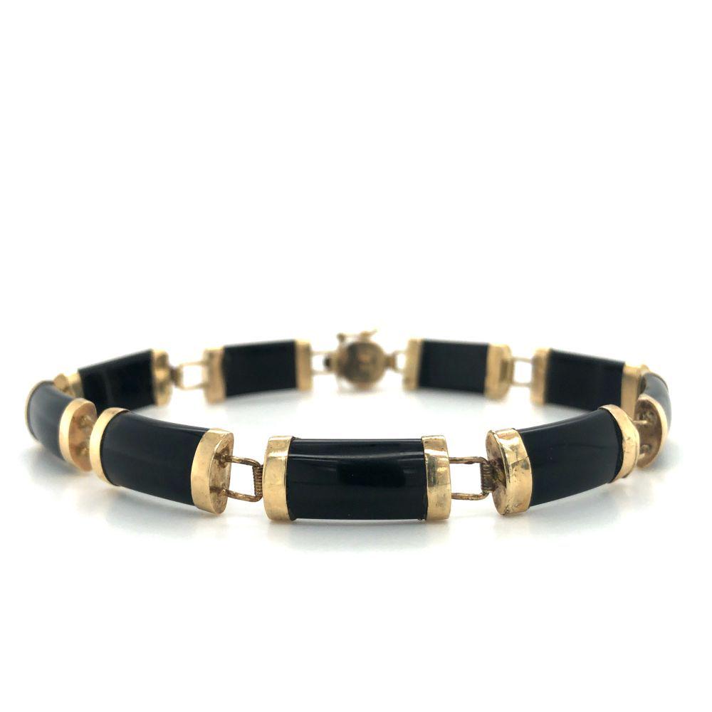 Black Onyx and Gold Bar Bracelet (1 of 4)