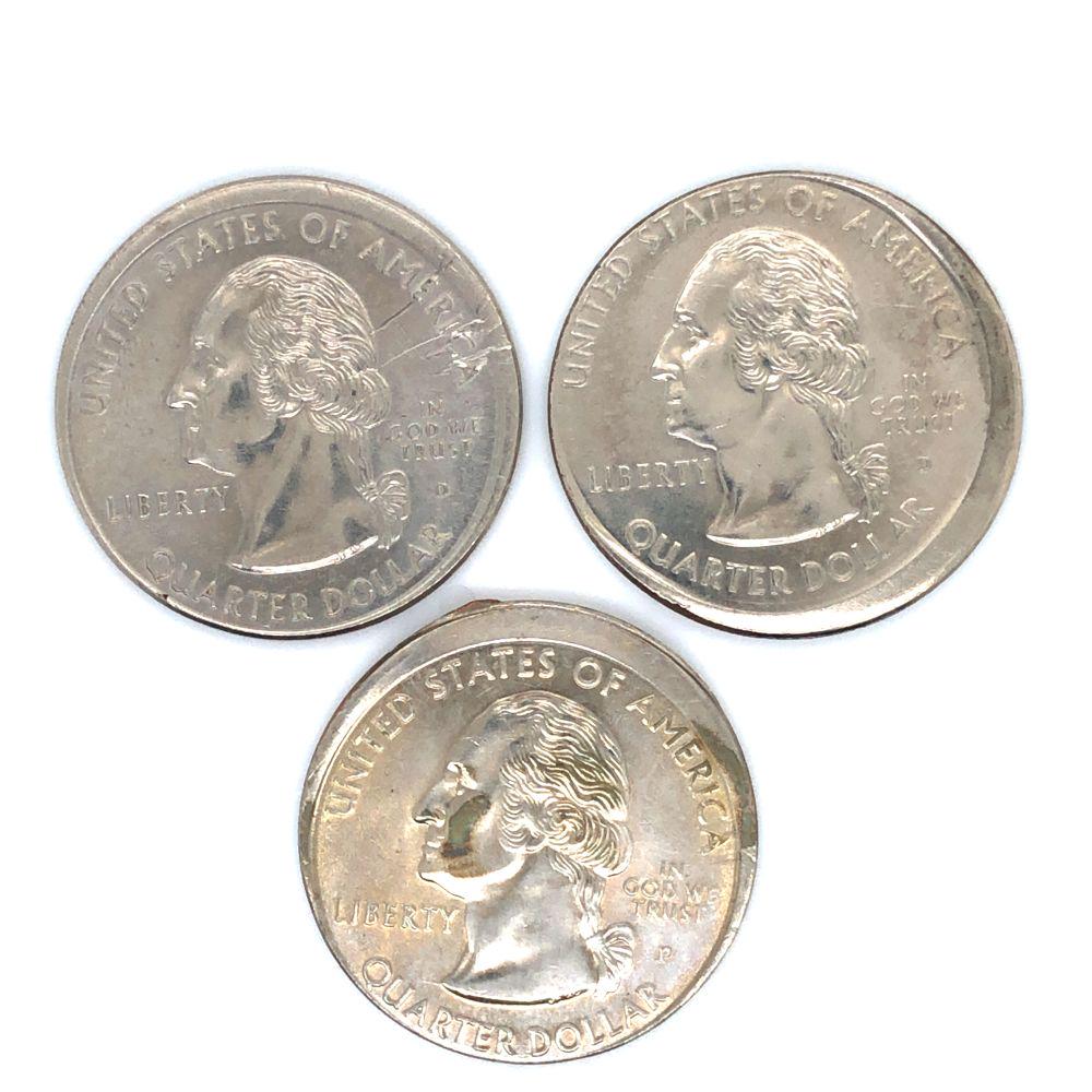 First Three Statehood Quarters Off-Center Errors BU (1 of 4)