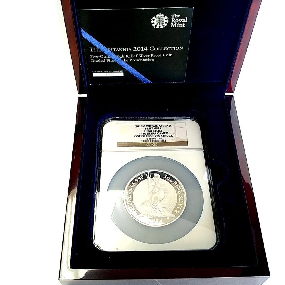 2014 Great Britain Five Ounce Silver High Relief Britannia NGC PF70 FS (1 of 8)